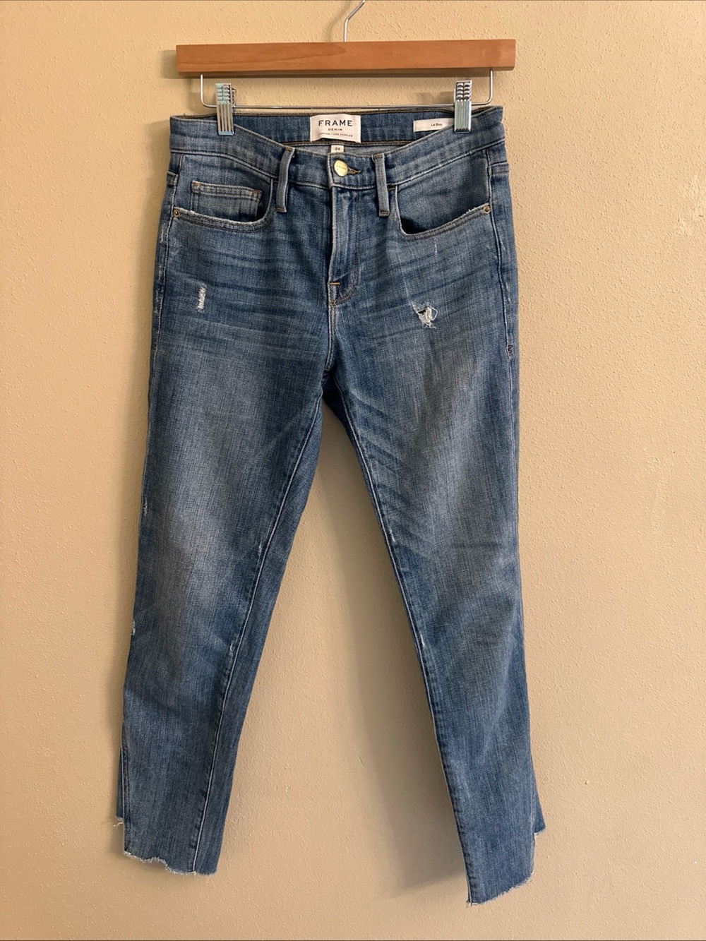 Frame Denim Jeans Le Boy Distressed Blue Jeans 24 Beaudry USA
